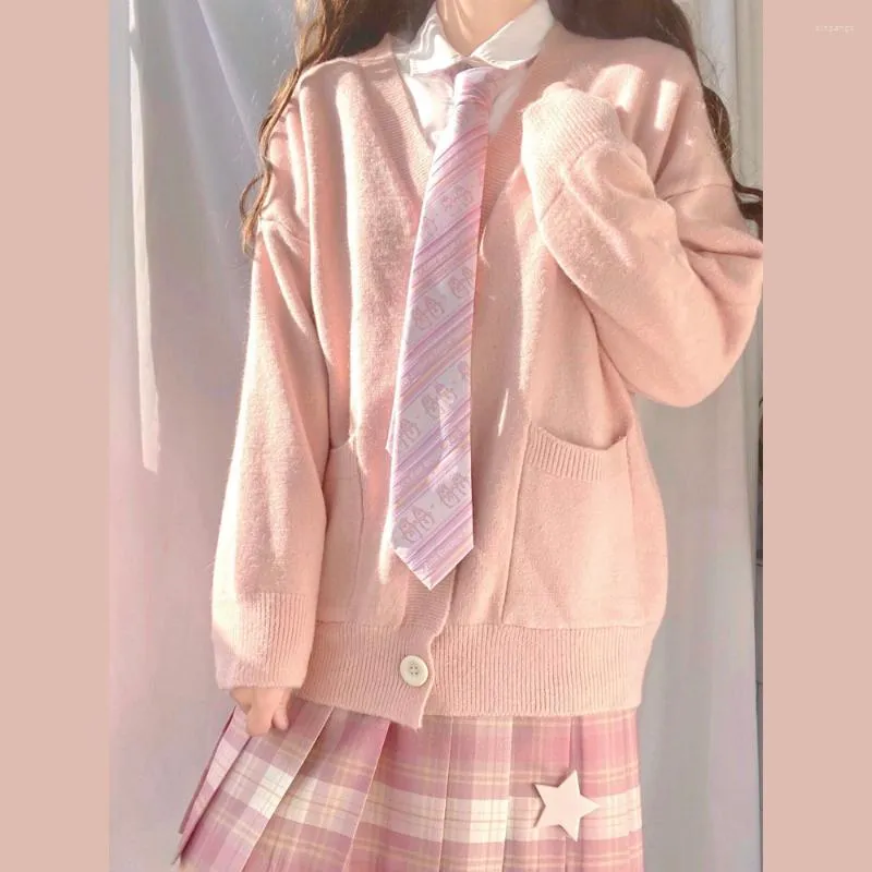 Malha feminina Faculdade japonesa estilo jk suéter de cardigan solto casual Todas as mulheres moda moda kawaii girl jacket uniforme de cosplay