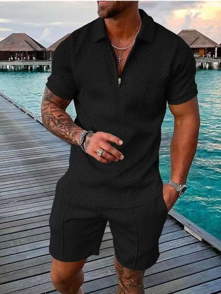 Summer Mens Solid Color Polo Suit Fashion Set V Neck Short Sleeves Shirt And Casual Shorts For Men Casual Two Piece Set 230112 From Jiao02 19.22 DHgate.Com
