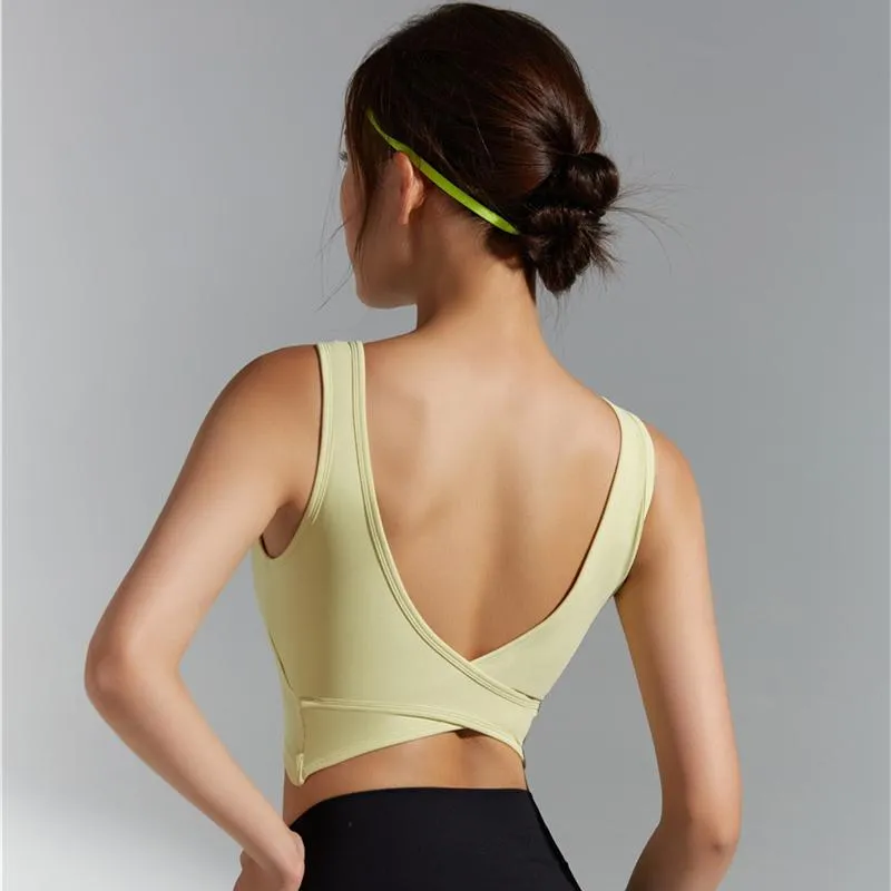 Gym Kleidung MyZyQg Sport Yoga BH Frauen Rundhals Big V Schöne Rückseite Laufunterwäsche Fitness Weste Workout Tops Sexy Dessous