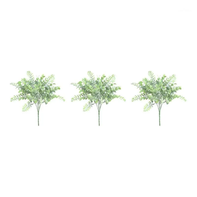 Couronnes de fleurs décoratives 3 pièces 5 fourchettes plantes en plastique pour Scrapbooking gazon artificiel décoration de mariage à la maison fausse plante décor