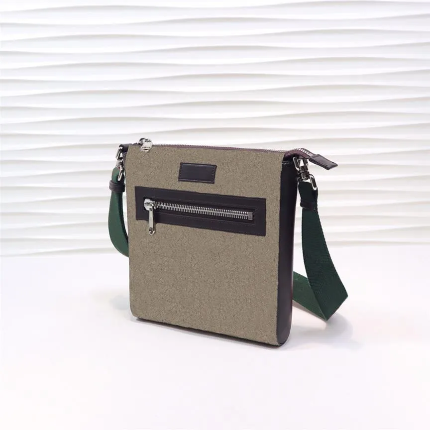 Klassische Mini -Größe Messenger -Tasche Braune graue Leinwand mit Ledermenschen Umhängetasche mit Schachtel Luxurys Designer Taschen Handtasche Crossbody320m