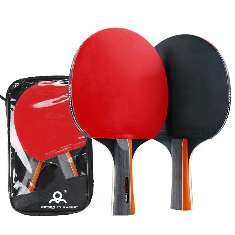 Bord Tennis Raquets 1Pair Racket Set Professional Rubber Carbon Pingpong Short Long Handle Training Paddel 230113