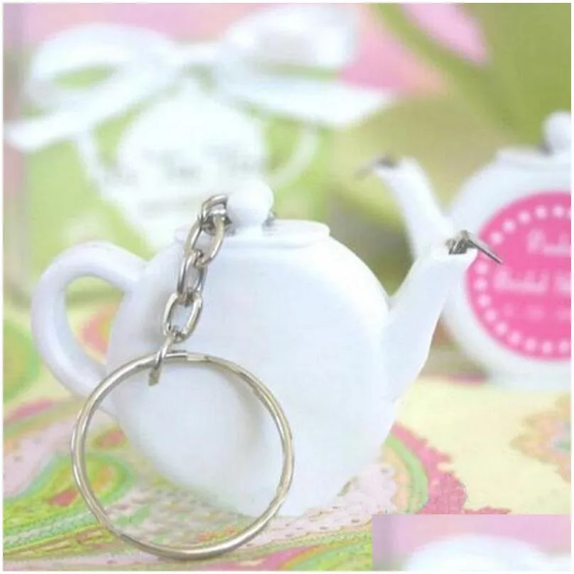 love is brewing teapot plastic measuring tape keychain portable mini key chain wedding christmas gift favors za1221
