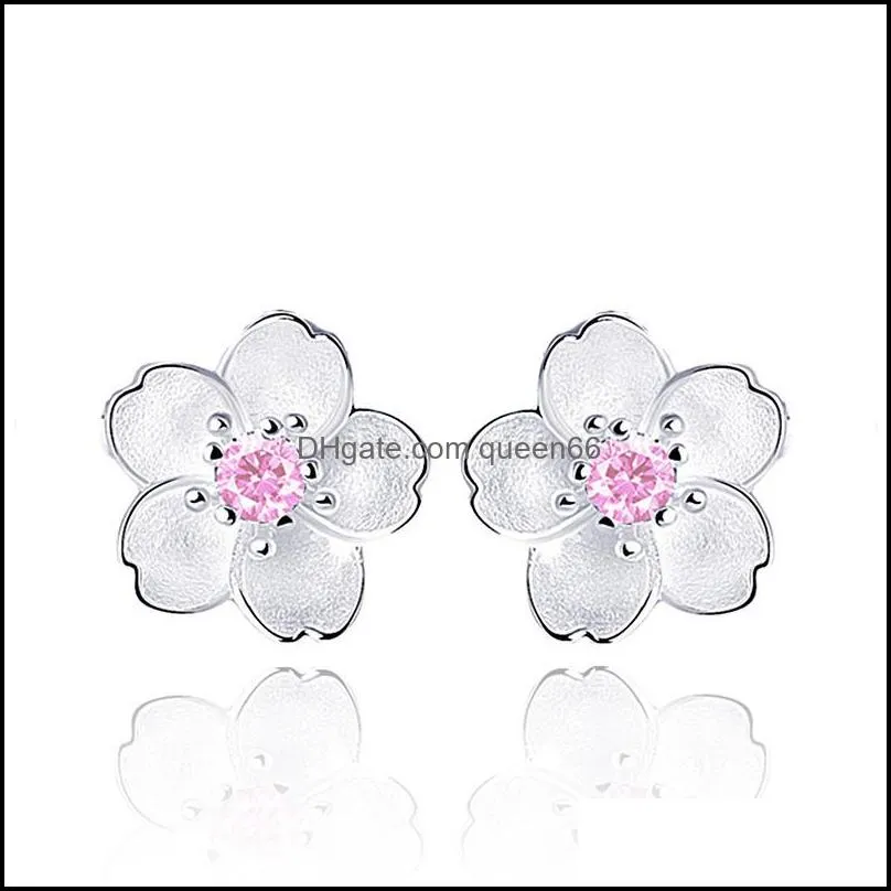 Charm Kirschblüten-Kristall-Ohrringe für Damen, brillant, kleines frisches Temperament, Sier-Bolzen, handgefertigt, Diamant-Tropfenlieferung, Schmuck Dhmk1