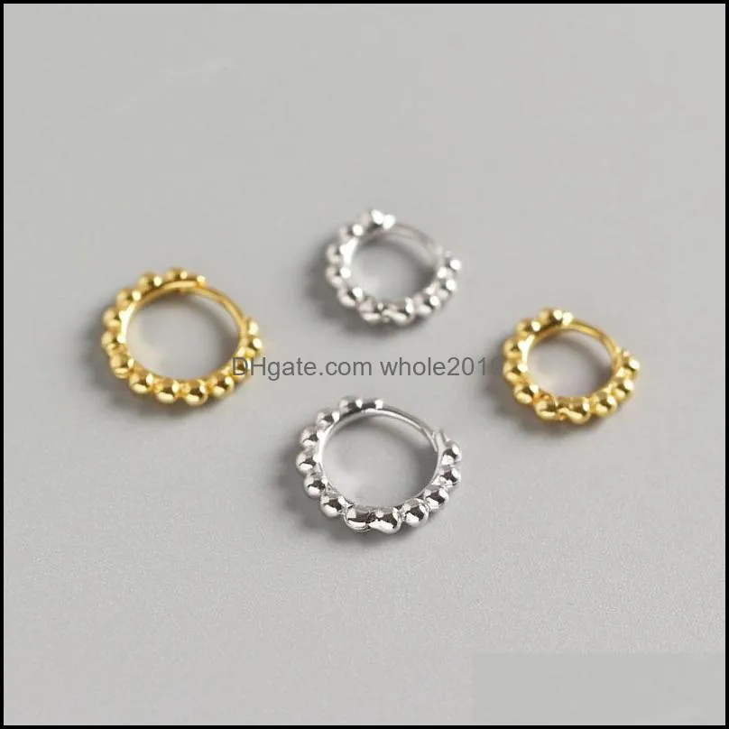 Hoop Huggie 100 Pure 925 Sterling Sier Petites Perles Rondes Boucles D'oreilles Pour Les Femmes Corée Japon Ins Simple Boucle D'oreille Fine Jewelry Yme509 Dro Otil9