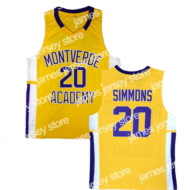 O basquete universit￡rio veste Ben Simmons #20 High School Montverde Academy Eagles Jerseys de basquete 100% Bordado costurado NCAA amarelo