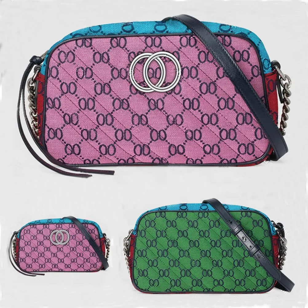 Womens Soho Disco Sac à main Sac Light Marmont Multicolore petits sacs à bandoulière en toile Sacs à main Chaîne en argent Crossbody Messenger Purse Wallet