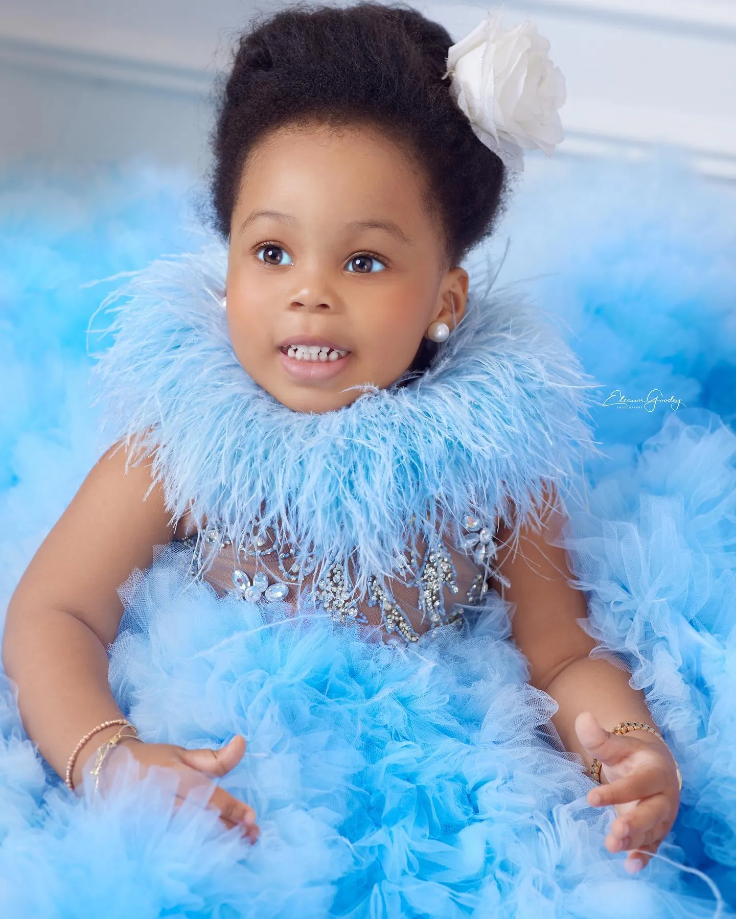 Flower Girls Dress Light Sky Blue Tulle Ball Gown with Ruffle Beads Feather  for Wedding and Party from Dhgate Flower Girls' Dresses - price 121.02