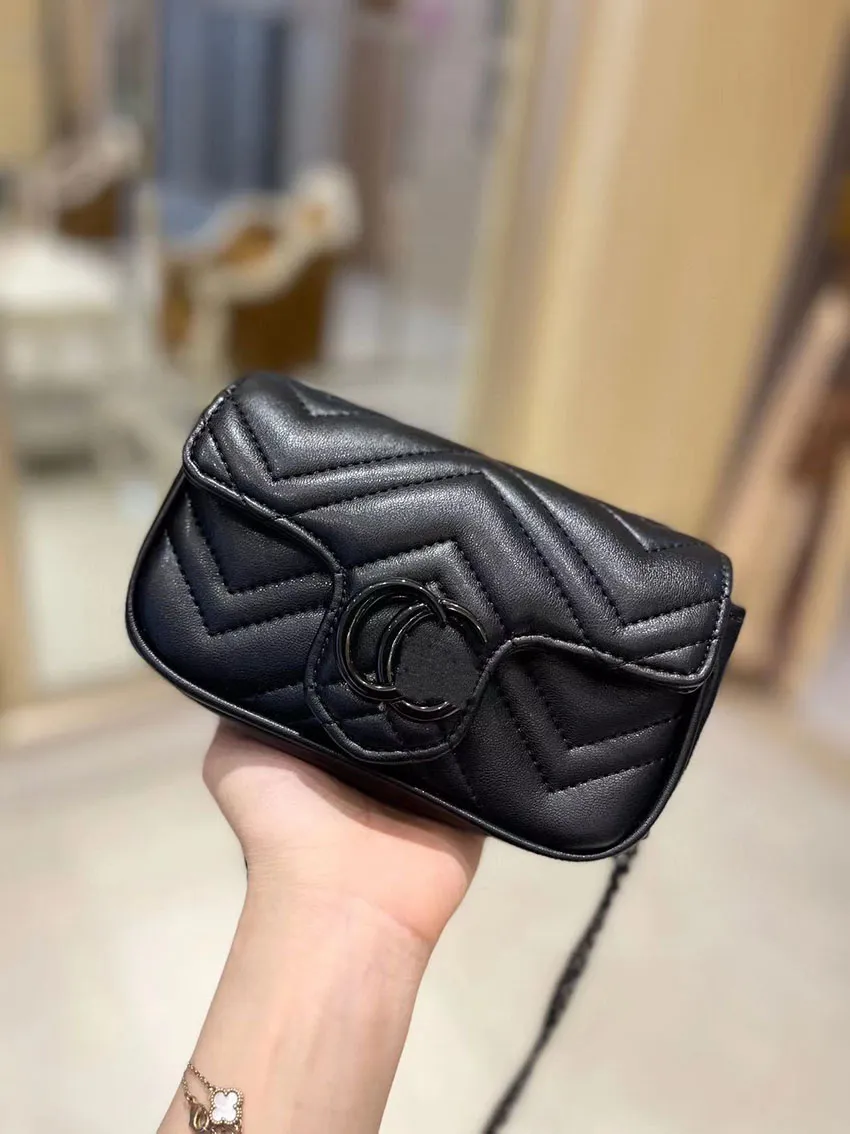 Fashion designer bags Marmont Shoulder Bag for women leather handbag Chains heart Crossbody messenger handbags black Purses 3 size