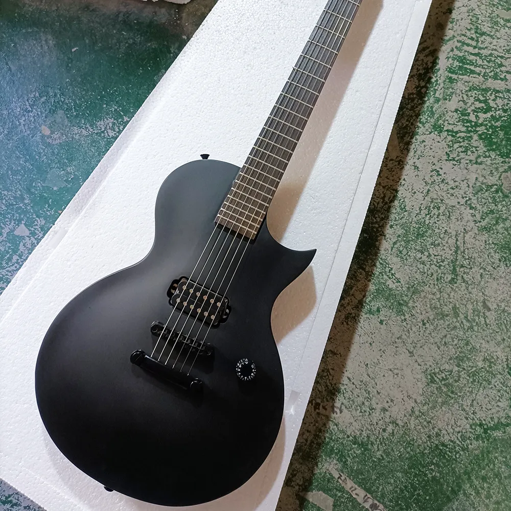 6 strängar matt svart elektrisk gitarr med humbucker rosenträ fretboard anpassningsbar