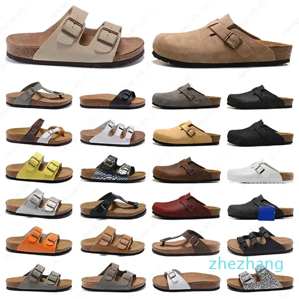 Designer Sandalen Birks Boston Klomp Arizona Gizeh Mannen Vrouwen Zomer Herfst Winter Slippers Leer Vilt Sliders Outdoor Indoor Gesp band Flats Kurk Casual Schoenen