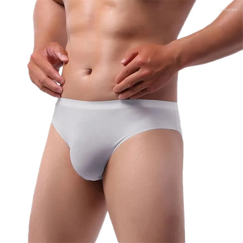 Slip hommes sous-vêtements slips été hommes glace Transparent taille basse Sexy culotte Gay sans couture soyeux pantalon