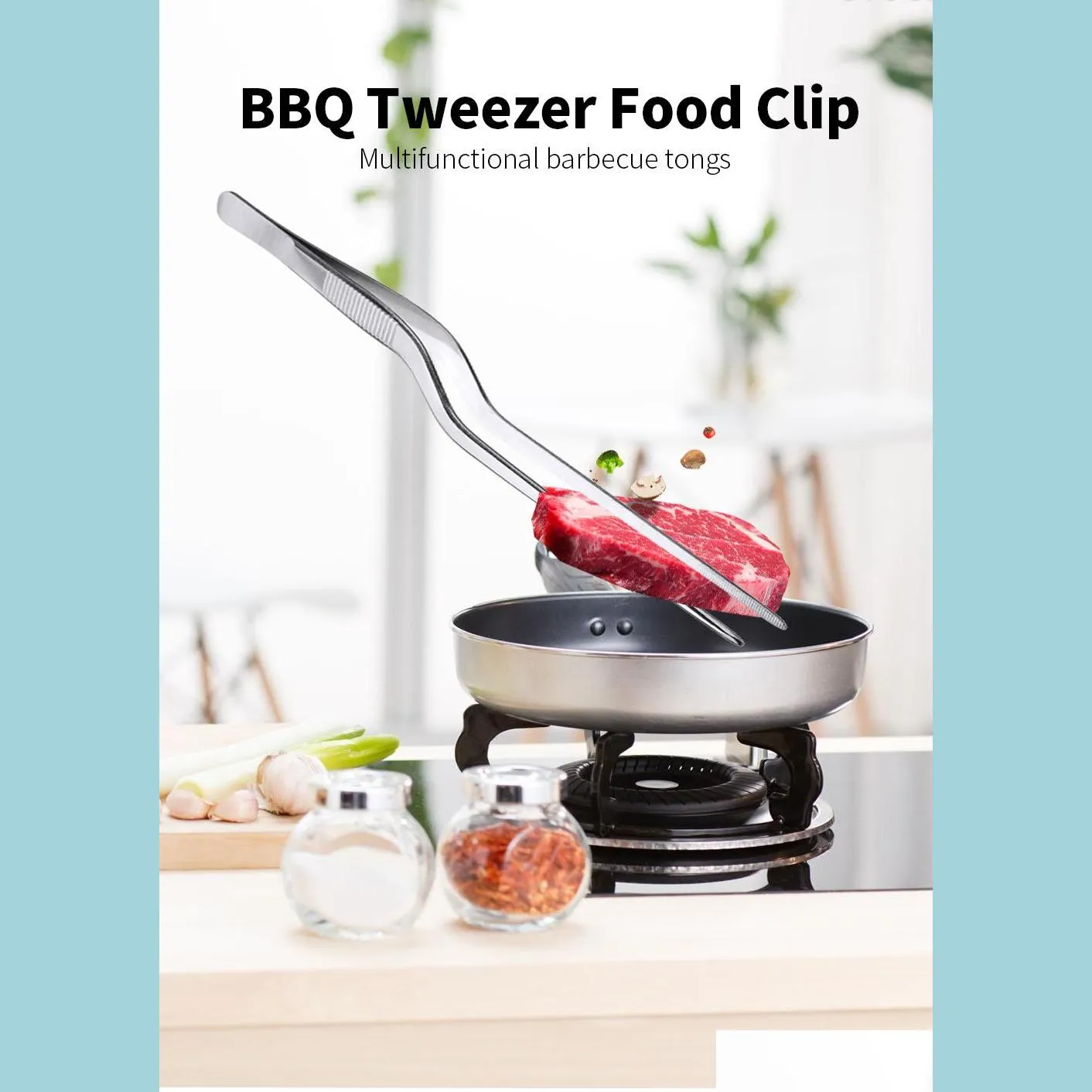 調理器具キッチントングBBQ Tweezer Food ClipチーフチーフTONGステンレススチールポータブルピクニックバーベキュードロップデリバリーホームガードディリ