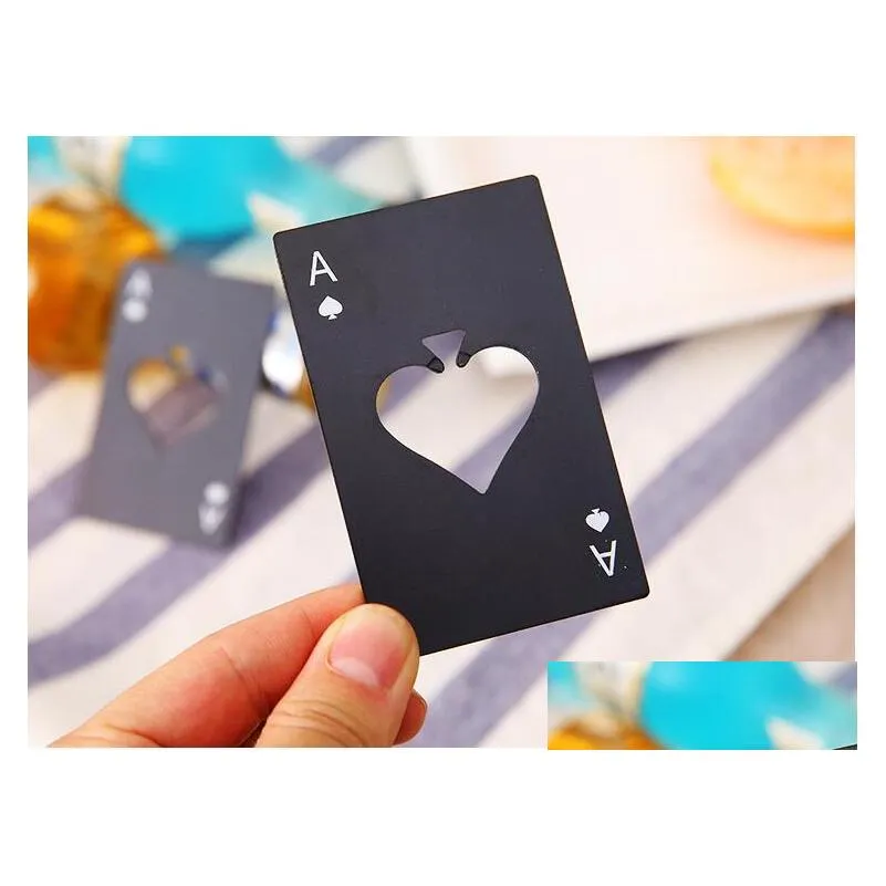 Abridores novos elegantes do abridor de garrafas de cerveja preta Poker Card Ace of Spades Bar Tool Soda Cap Gadgets Kitchen Gadgets Ferramentas Deli Dhbvj