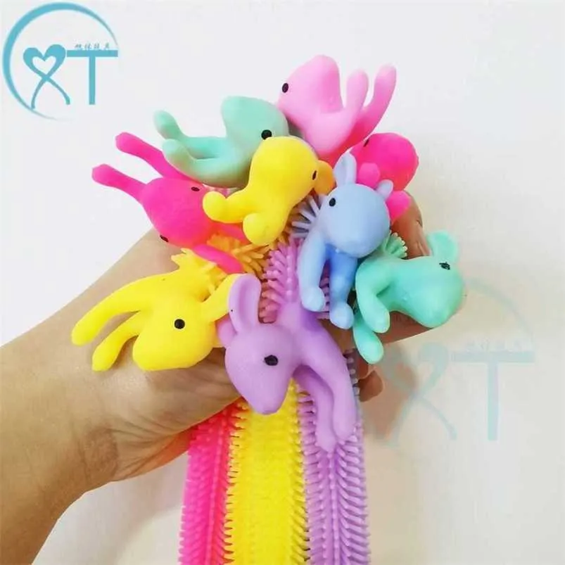 2023 Easter Bunny Fidget Noodle Toys Stretchy Strings Rabbit Animal Squishy squishies Sensory Bracelet Bangle Cartoon Silicone Wristbands Anti-Stress DHL T01I3LP