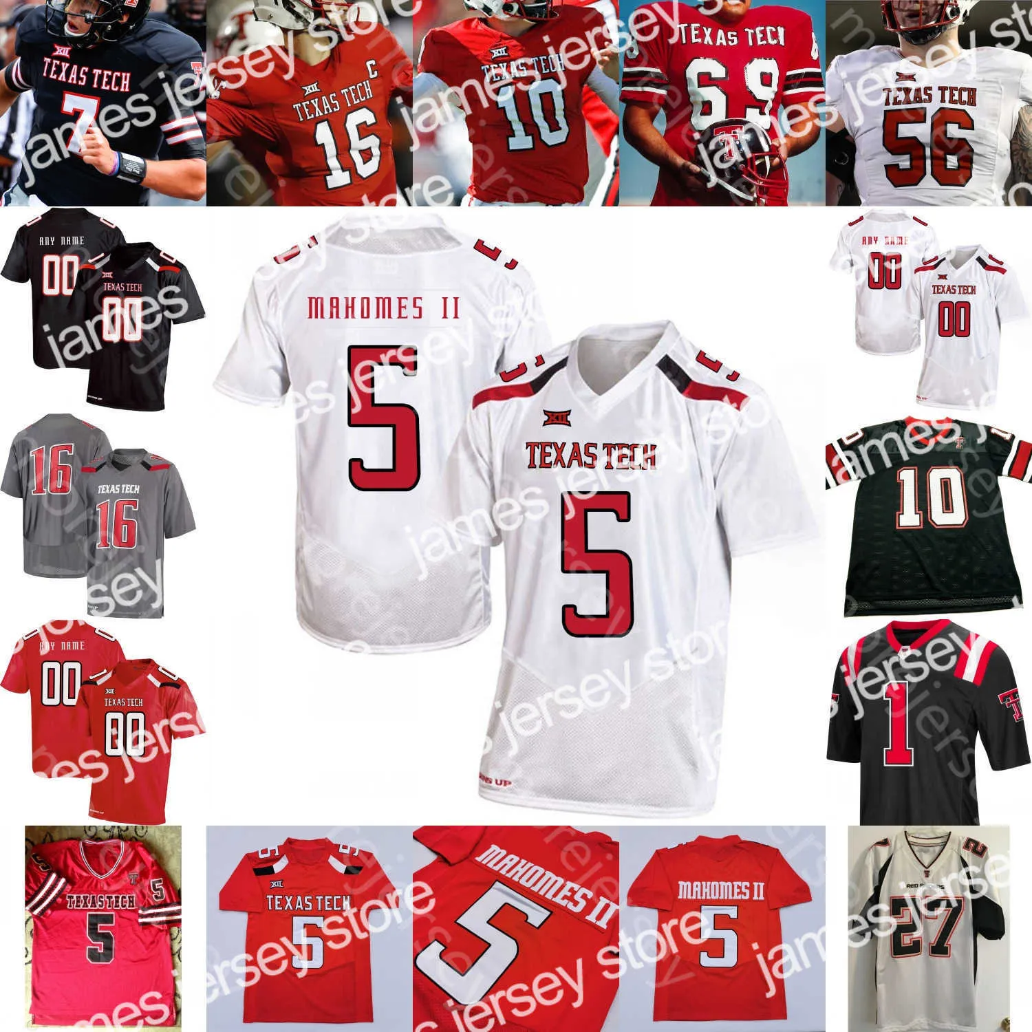 كرة القدم Jerseys Custom Texas Tech TTU Football Jersey NCAA Wesley High Tony Jones Eli Howard Erik Ezukanma R.J. تيرنر ت. فاشر بروكس كرابتري