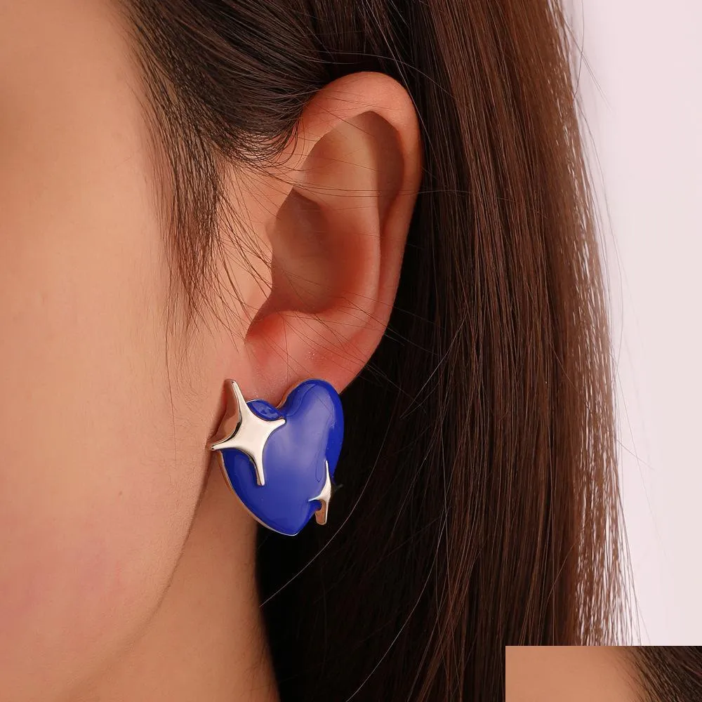 Stud Fashion Jewelry Earrings For Women Black Blue Glaze Star Drop Delivery Dhsee