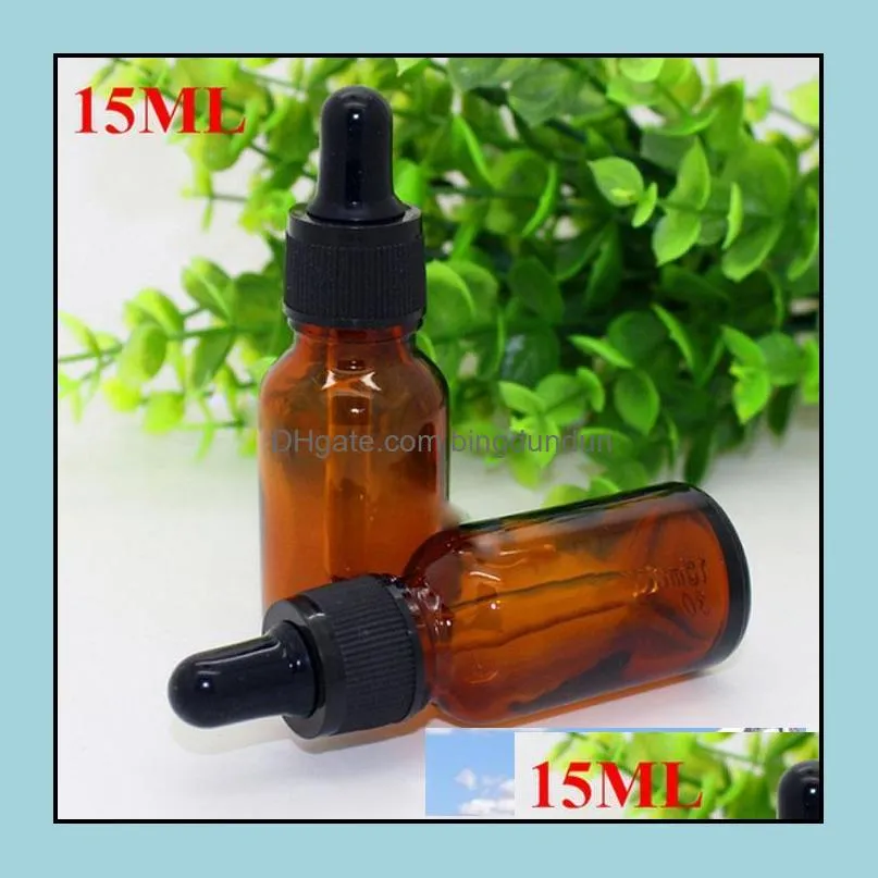 Packing Bottles 624Pcs/Lot 15Ml Eliquid Glass Amber With Pipette Tube 0.5Oz Essential Oil Dropper 15 Ml Drop Delivery Office School Otutm