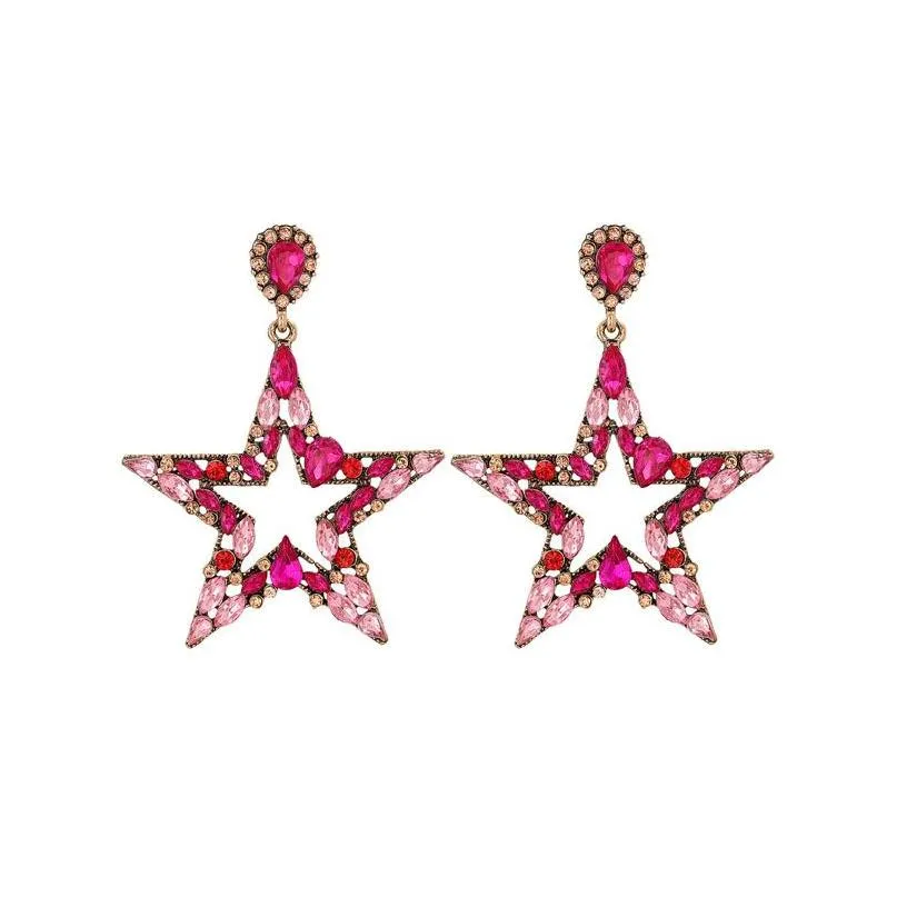 Dangle Chandelier Fashion Jewelry Hollwed Five Star Diamond Earrings Colorf Rhinstone Stud Earring Drop Delivery Dhb4J