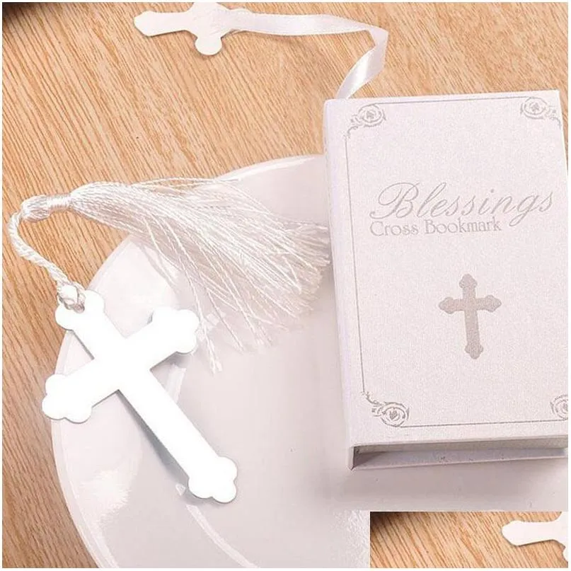 Party Favor Blessings Sier Cross Bookmark With Tassel Wedding Baby Shower Baptism Favors Gifts Za4414 Drop Delivery Home Garden Fest Dhlc2