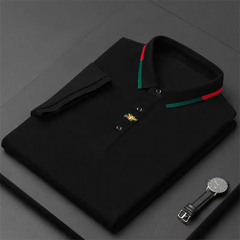 Camisa polo de algodão bordada de manga curta de marca de alta qualidade camiseta masculina roupas da moda coreana verão top de luxo tamanho M-4XL