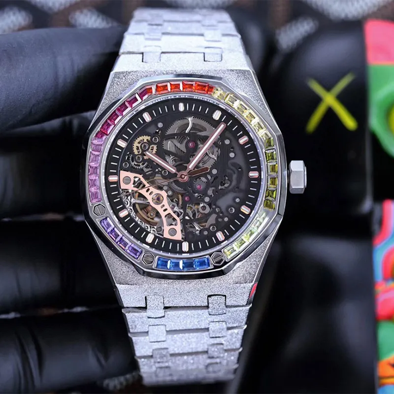 Relógio arco-íris relógio masculino areia concha 45mm relógios mecânicos automáticos relógio de pulso masculino aço inoxidável à prova d' água relógios de pulso montre es es