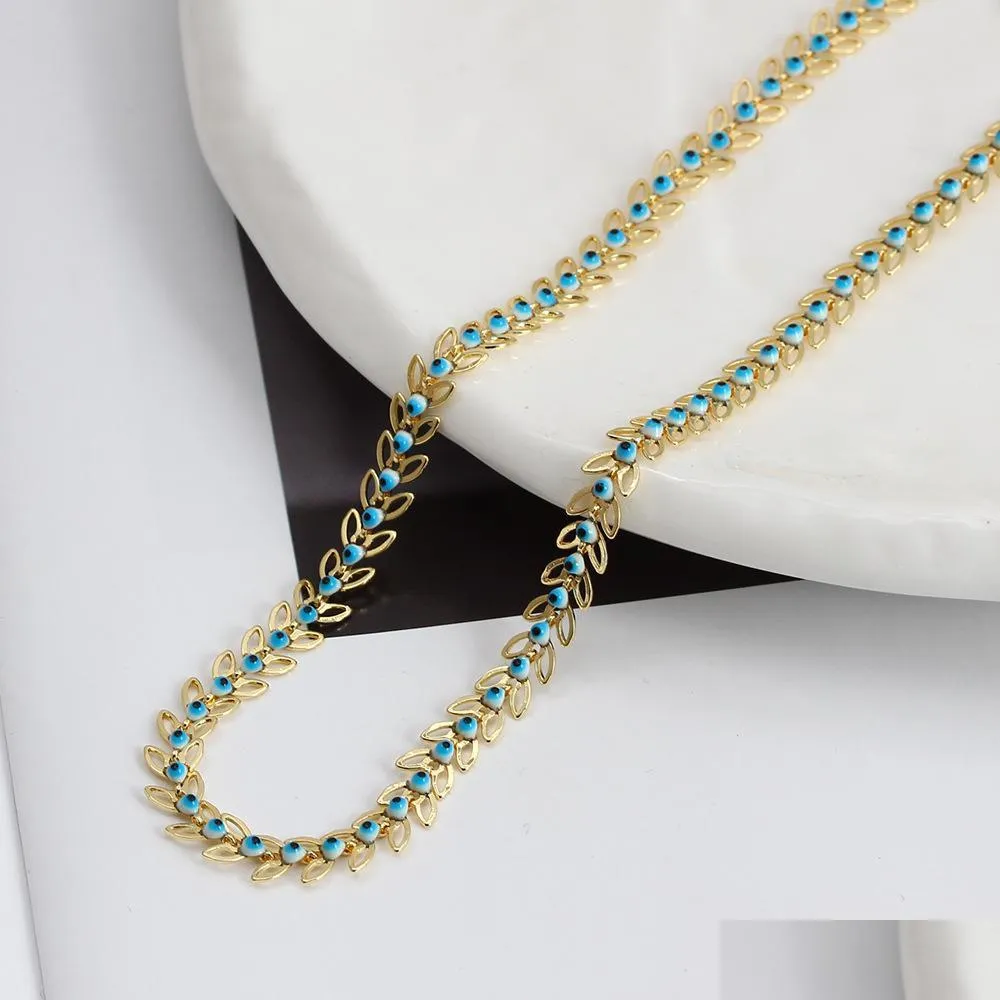 Beaded Necklaces Fashion Jewelry Evil Eye Necklace Enamel Glaze Blue Chain Choker Drop Delivery Pendants Dherr