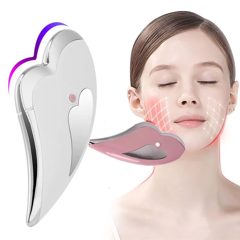 Dispositivos de cuidados de rosto Massageador de microcorrente elétrico Guasha gua sha raspando a pele de rejuvenescimento de rejuvenescimento levantamento de ferramentas de massagem emagrecedor 230113