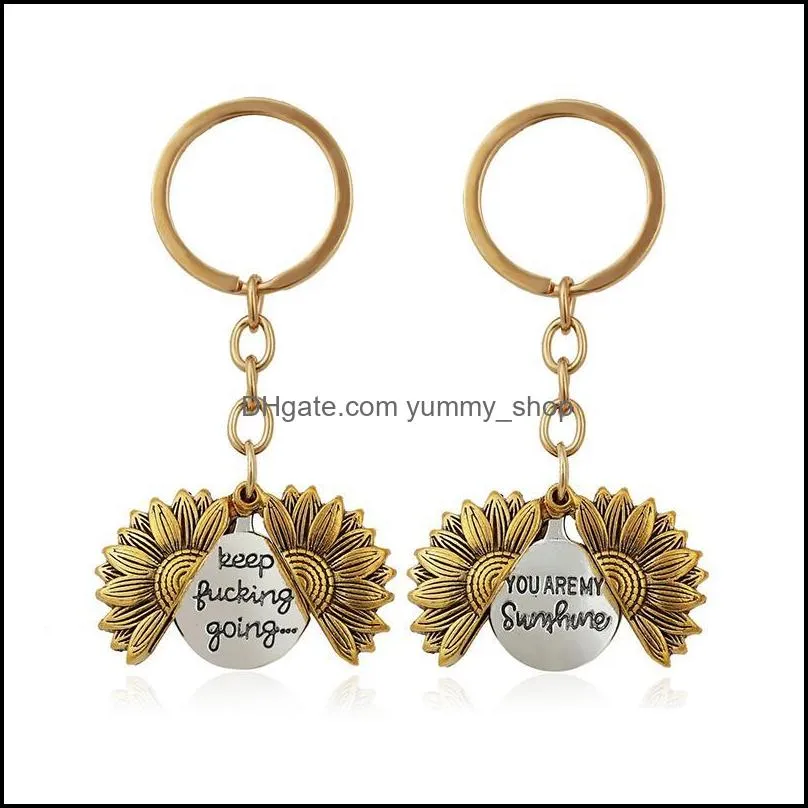 Porte-clés Longes Porte-clés en métal Pendentif Creative Tournesol Peut Ouvrir Lage Décoration Porte-clés Cadeau Fournitures Drop Delivery Mode Otchx