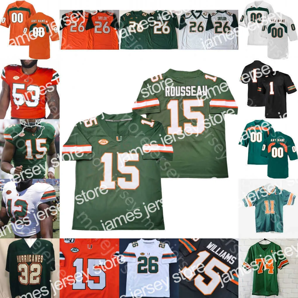 American College Football Wear Custom 2020 Miami Hurricanes Football Jersey NCAA College Malik Rosier Travis Homer Garvin Gerald Willis III Sean Taylor Reed Wayne I