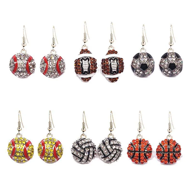 Fête Décoration Sport Softball Baseball Boucles D'oreilles Lustre Stud Cristal Strass Post Sier Bling Jaune Cadeau Drop Delivery Accueil Dhhpx