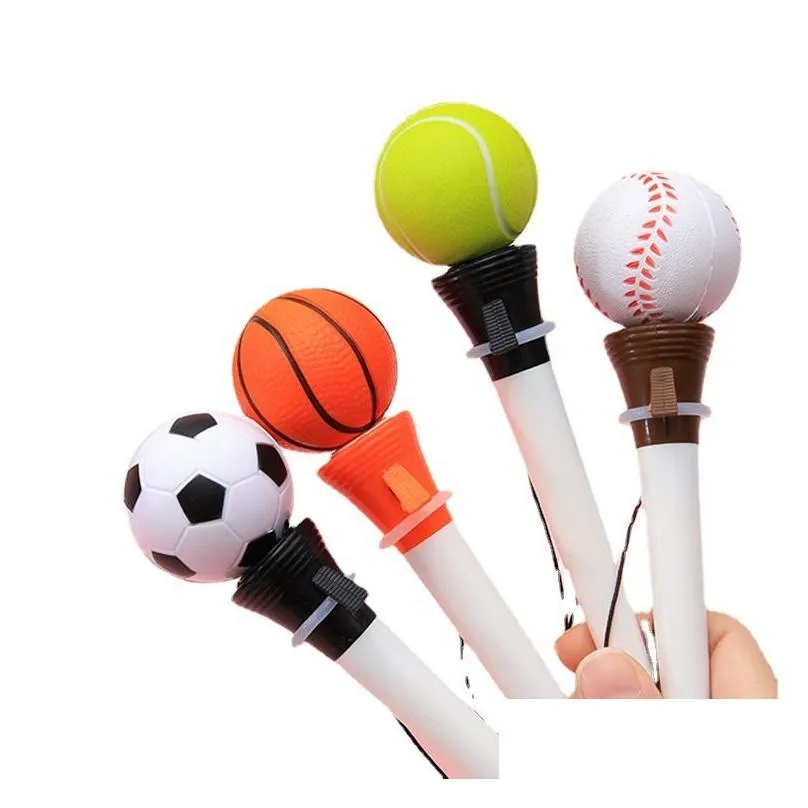 Gel Pens Ejection Boxing Ballpoint Pen 18Cm Children Christmas Gift Football Basketball Baseball Tennis Plastic Creative Drop Delive Dhmd1