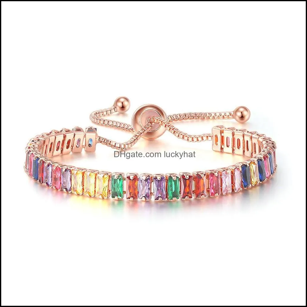 Tennis Europeiska och amerikanska f￤rg Zirkonarmband Kvinnor Diamond Crystal Birthday Drop Delivery Jewely Armband Otvjw