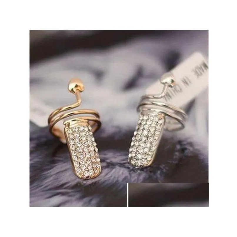 Anneaux de bande Bijoux de mode Coeur Rhinstone Nail Nails Beauty Ring Drop Delivery Dhyv4