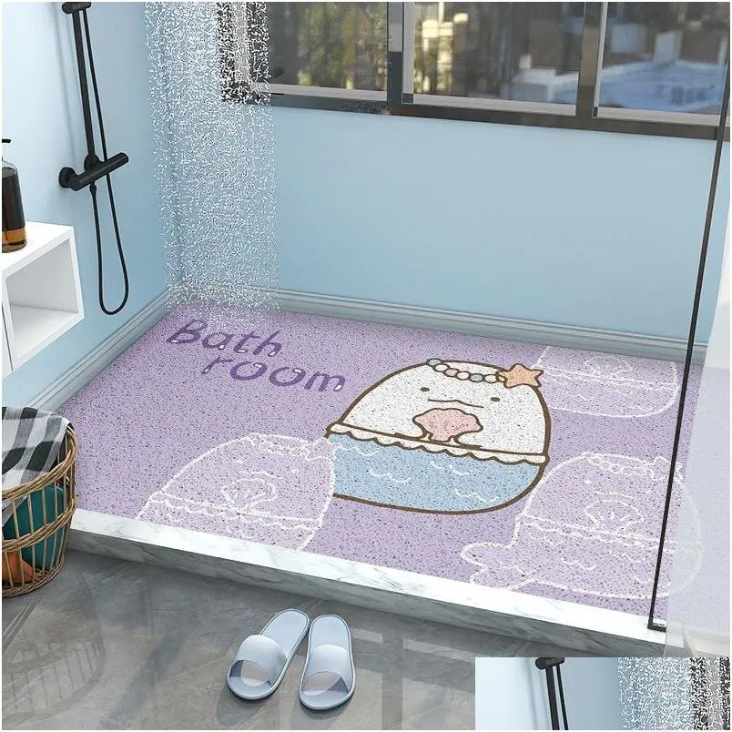 Carpets Cartoon Bathroom Non Slipmat Childrens Anti Fall Floor Mat Bath Shower Room Silk Circle Foot Mats Household Can Be Drop Deli Dhrtu