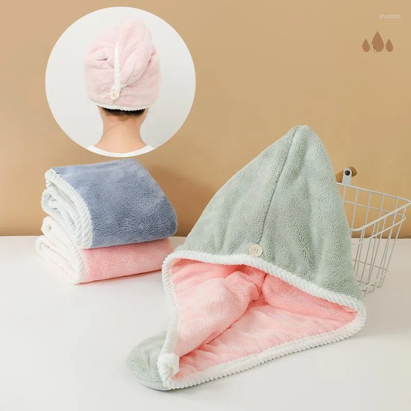 Handtuch verdickte Doppelschicht Korallenvlies Magic Hair Dry Cap für Frauen Mädchen Badezimmer Bad Hüte schnell trocknend weich Lady Turban