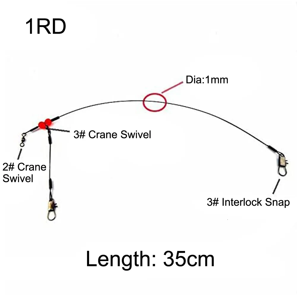 Bag Steel Spinner Fishing Wire Leader Rigs Trace With Swivels