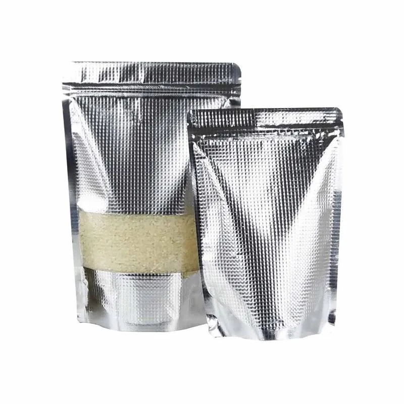 تعبئة أكياس SIER مع نافذة الوقوف Up Aluminium Foil Bag Bag Self Seal Food Storage Doypack Coffee Tea Snack Party Pouch LX1124 DROP DEL DHQJN