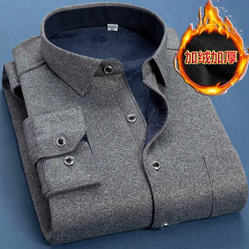 Men s T Shirts M 6XL Autumn Winter Men Fleece Warm Male Fashion Solid Long Sleeve Business Big Size Plaid Thick 230112