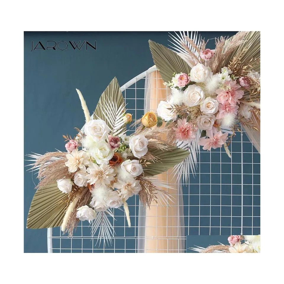 Decoratieve bloemen Kransen JAROWN Wedding Bloemarrangement Pampas Gras Natuurlijk gedroogd riet Rij Diy achtergrond Decor Arch Aangepast Dh6ky