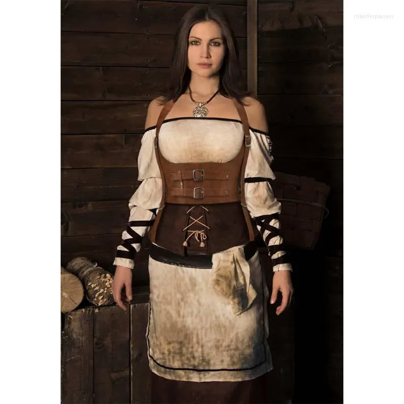 Bälten Dazcos Medieval Wide Leather Armor Belt Steampunk midje kostym Tillbehör Viking Kvinnor i midjeband Larp med remmar