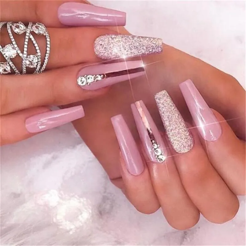 32 Hottest & Cute Summer Nail Designs : French Inspired Matte Coffin Nails