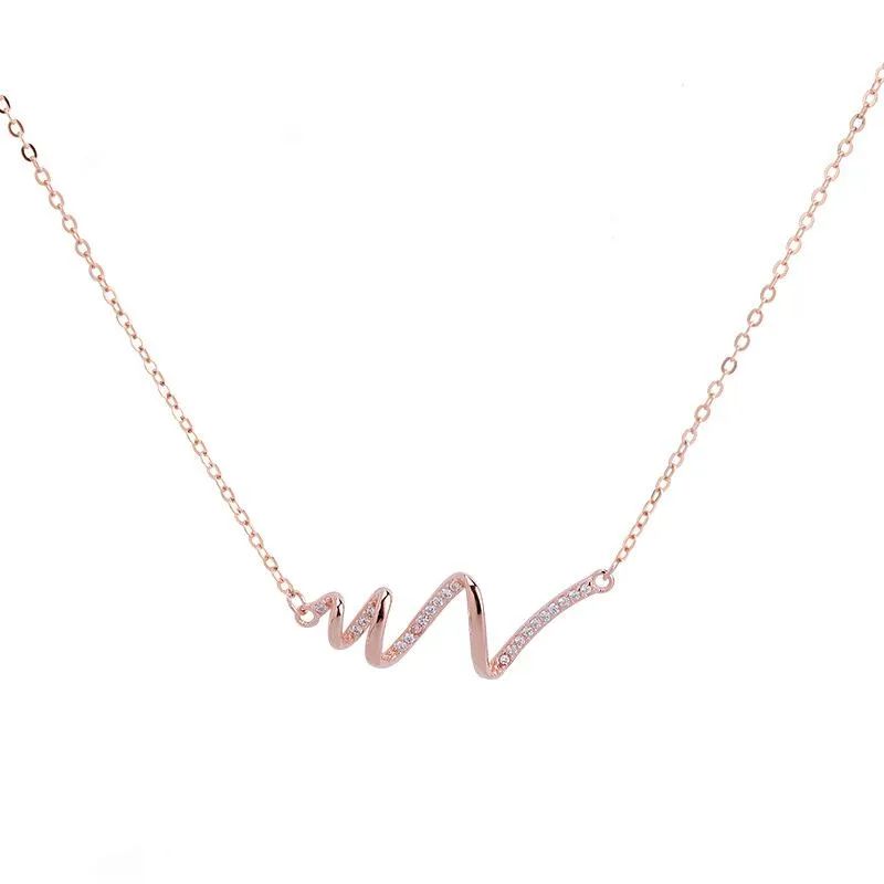 Chains Real 925 Silver Silver Heartbeat Ekg Pendant Collier Fashion Bijoux Chaîne Girlfarnet Femme Gift Ladies ACCESSOIRES SUM