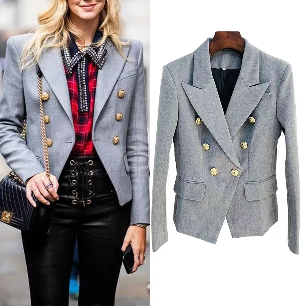 Feminino ternos blazers marca marinho designer de moda retro Labyrinth Lattice S￩rie Ter Suit Jacket Duple Breastted Slim Size Plus Size Tops femininos Tops A66