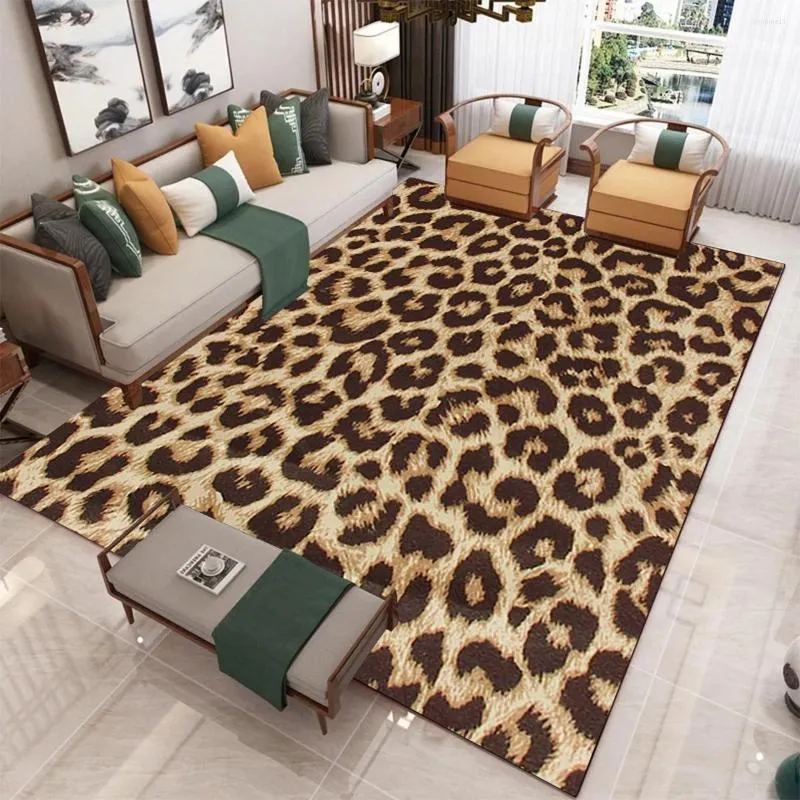 Ковры леопардового ковра гостиная желтый домашний декор диван столовый коврик европейский анти скользи