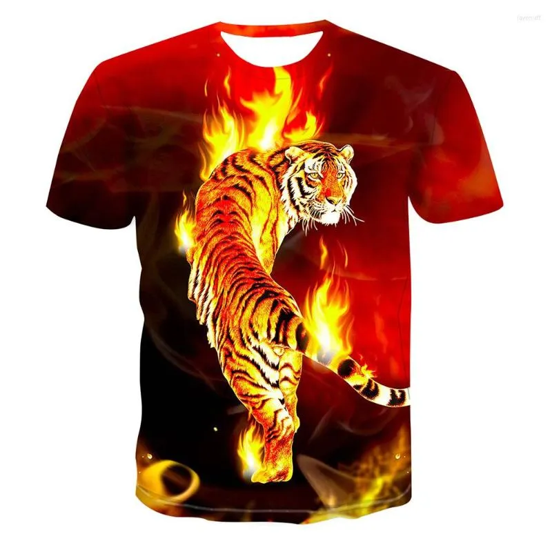 Men's T Shirts 2023 Fashion Rich Tiger 3D Color Printing Oversized T-shirt Summer Short-Sleeved Casual Sports Top