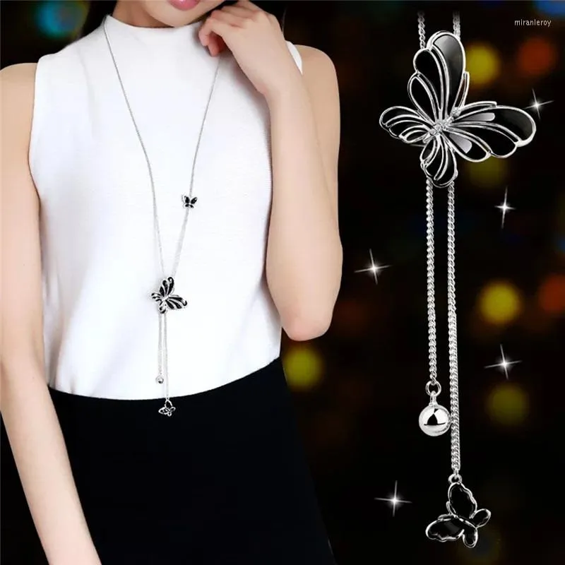 Choker Elegant Zircon Butterfly Tassel Long Necklace For Women Bijoux Fashion Jewely Neckor Pendants Christmas Presents