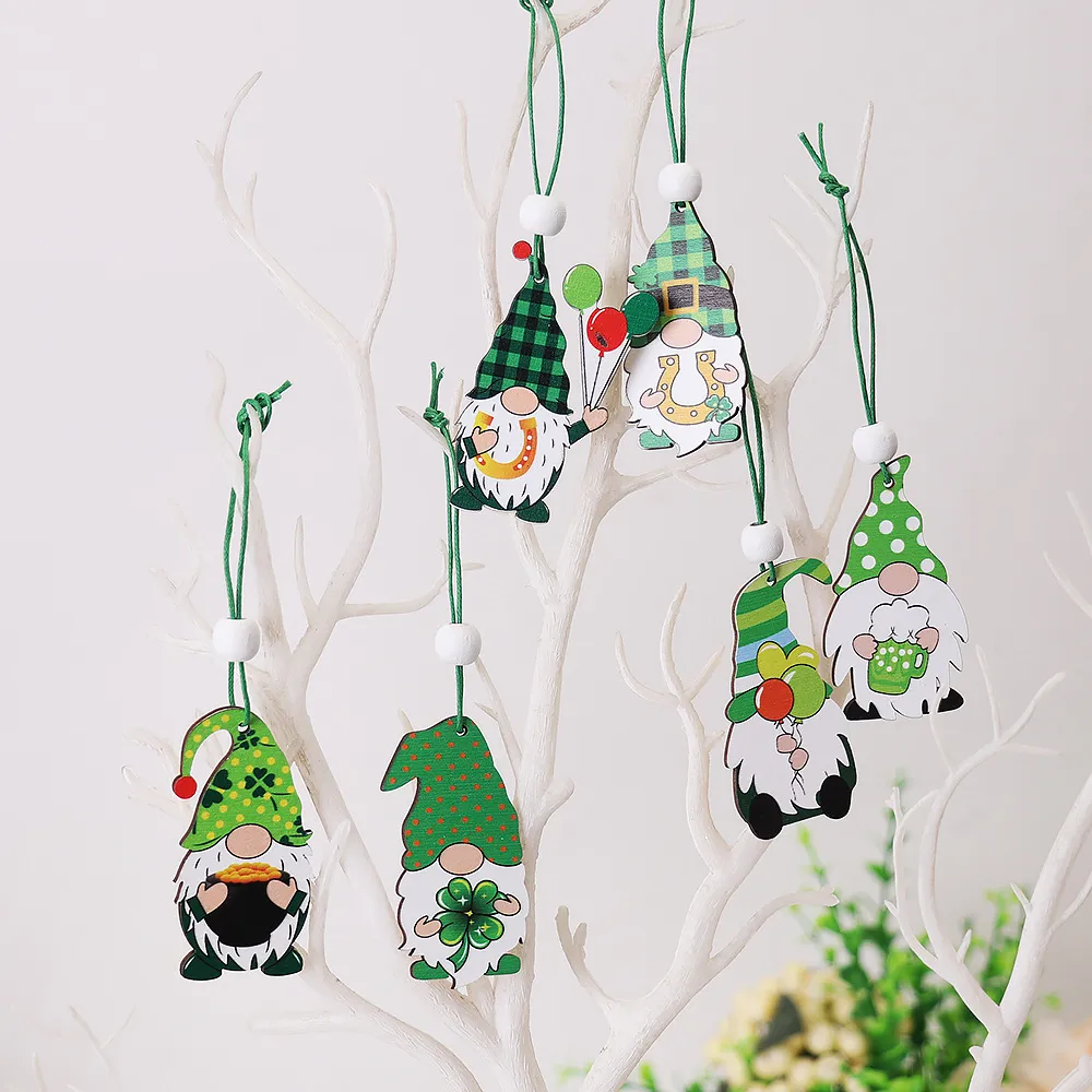 12 pièces/ensemble pendentif de poupée en bois festif Saint Patrick pour la maison