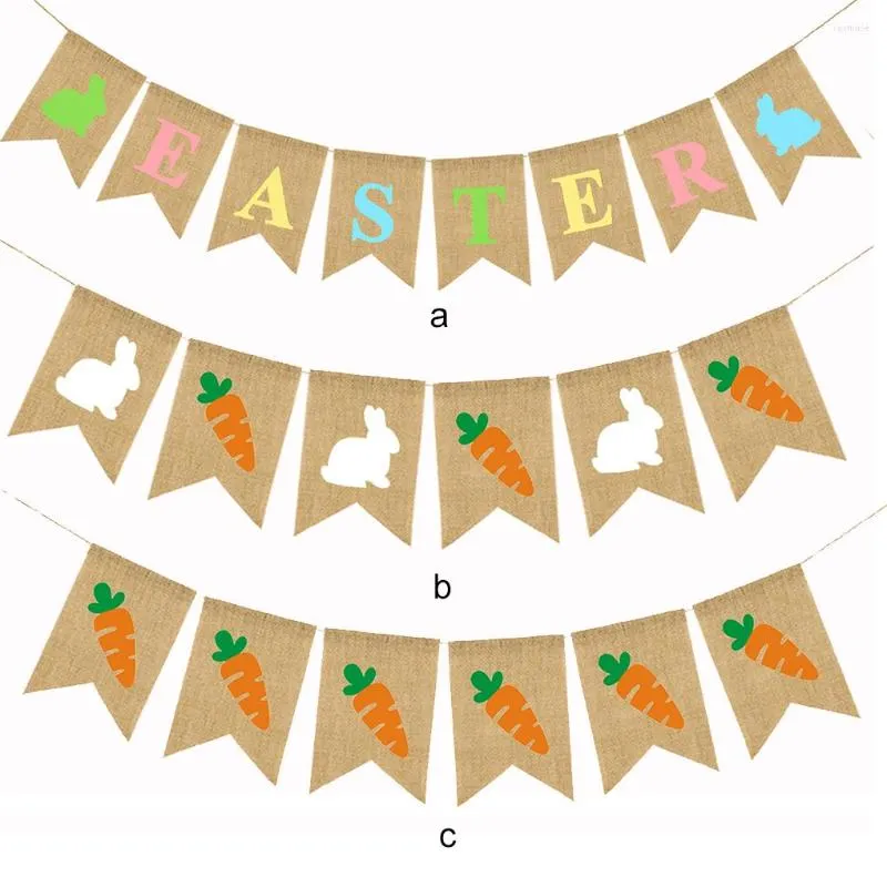 Party Decoration Decorations Banner Happy Easter Streamers Inomhus utomhus Swallowtail Hanging Ornament Po Props DFF02 Morot