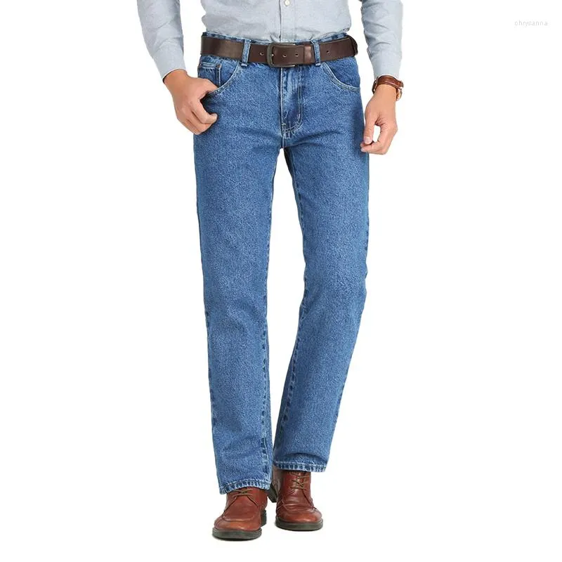 Heren jeans heren business klassiek voorjaar herfst mannelijk mager rechte stretch merk denim broek zomer overalls slanke broek 2023